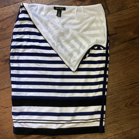 White, navy, black striped skirt - Picture 4 of 5